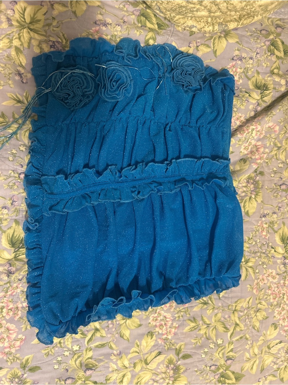 Royal Blue Ruched Mini Skirt Set - Picture 5 of 5